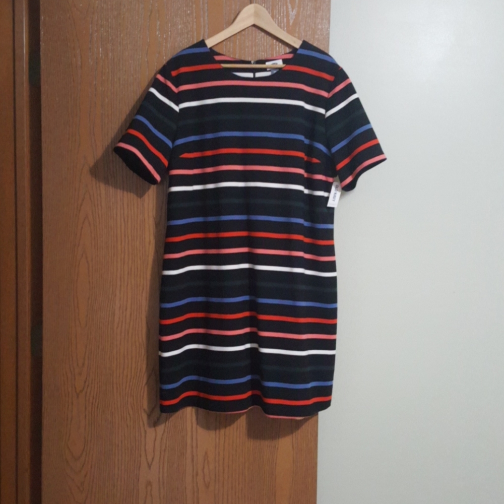 Short Sleeve Stripe Shirt Dress